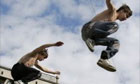Kids practising parkour in Russia