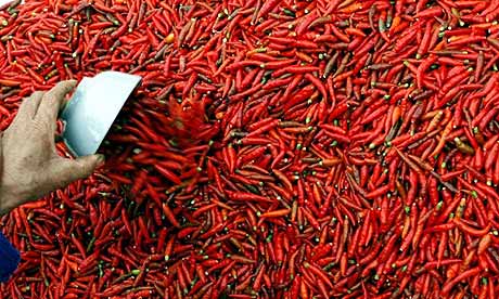 Chillies for sale at a market in Vietnam
