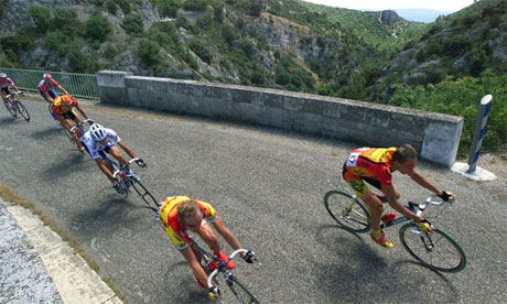 Cyclists tackle Mont Ventoux during a stage of the Tour de France