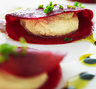 Beetroot ravioli at Saf