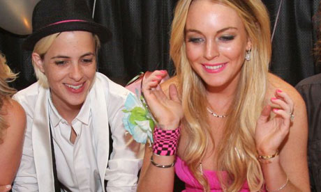 Samantha Ronson and Lindsay Lohan celebrating her 22nd birthday