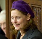Sarah Brown in a purple beret