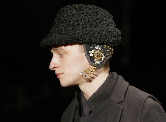 Gallery Weekend menswear shows: A model wears a hat by Korean fashion designer Wooyoungmi 