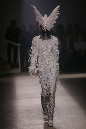 Gareth Pugh: A model wears Gareth Pugh 