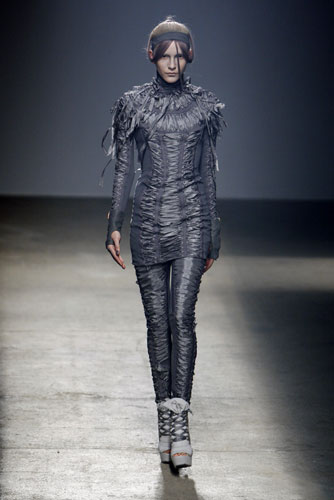Gareth Pugh: A model wears Gareth Pugh 