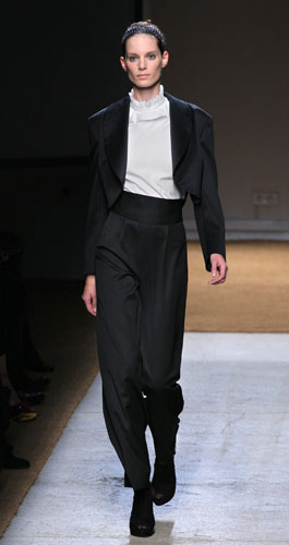 Yves Saint Laurent: A model wears Yves Saint Laurent