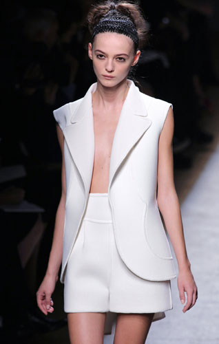 Yves Saint Laurent: A model wears Yves Saint Laurent