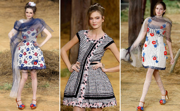 The Chanel show: Models wear Chanel Drindl dresses