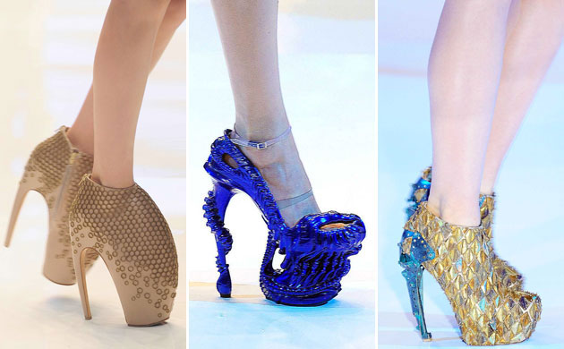 Alexander McQueen: Models wear shoes at the Alexander McQueen show