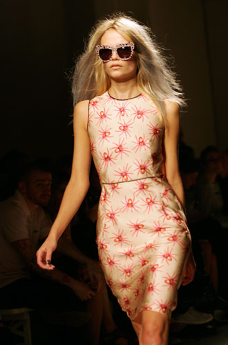 Giles show: A model wears Giles Deacon