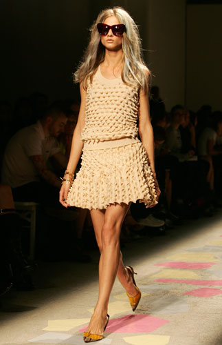 Giles show: A model wears Giles Deacon