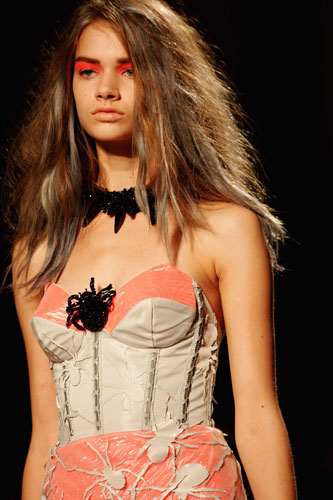 Giles show: A model wears Giles 