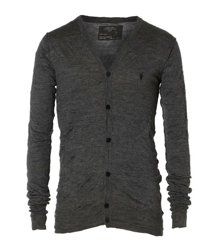 Xmas gifts mens fashion: Grey cardigan by All Saints