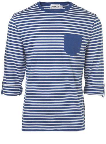 Xmas gifts mens fashion: Blue striped T shirt by Topman