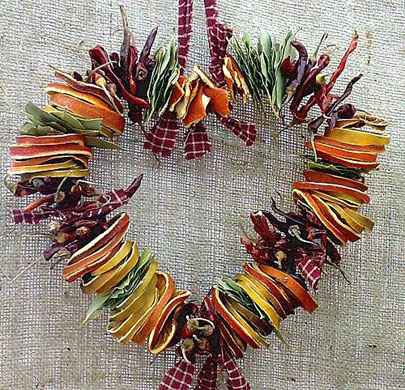 Christmas wreaths: Herb and fruit heart wreath