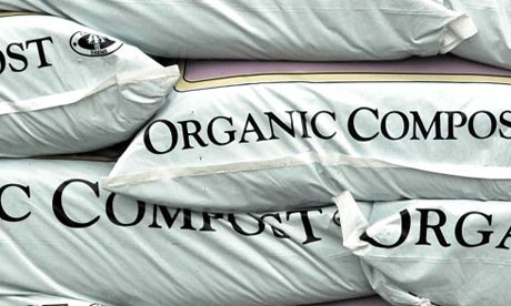 Plastic sacks full of compost