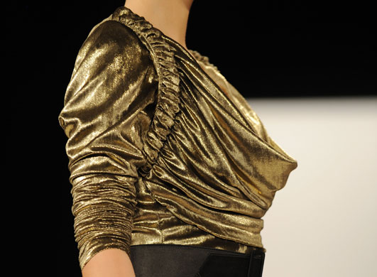 NY fashion week: Tuesday: A model wears Badgley Mischka