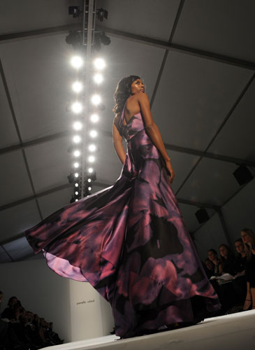 NY fashion week: Tuesday: A model presents an outfit by Pamella Roland