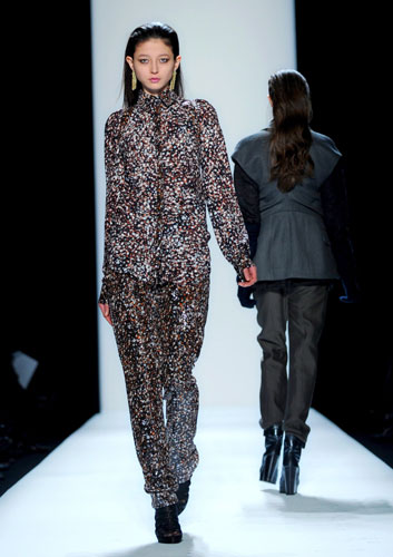 NY fashion week:Wednesday: A model wears Richard Chai 