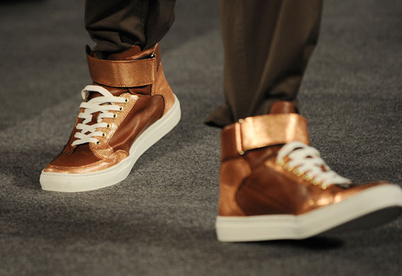 NY fashion week:Wednesday: Metallic copper shoes form Victorinox