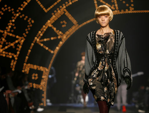 NY fashion week:Wednesday: A model wears 3.1 Phillip Lim