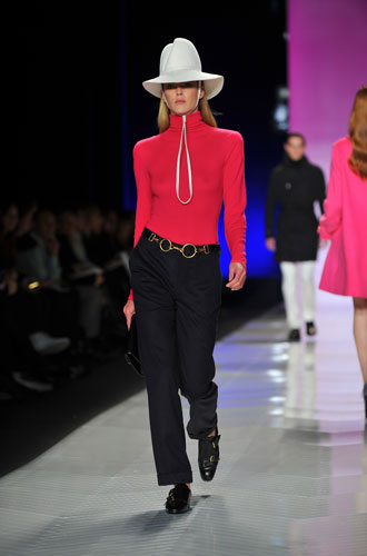 NY fashion week: Thursday: A model wears Tommy Hilfiger