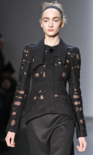 NY fashion week: Thursday: A model wears Calvin Klein