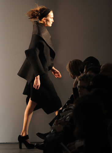 NY fashion week: Thursday: A model wears Calvin Klein