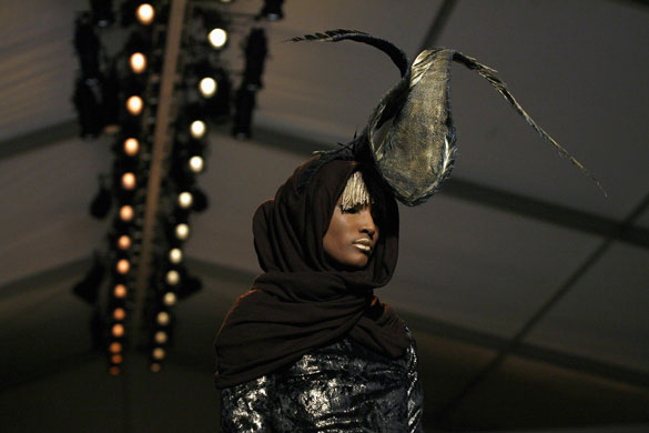 NY fashion week: Thursday: A model wears Christian Siriano 