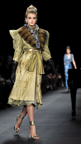 NY fashion week: Thursday: A model wears Zac Posen