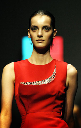 LFW: Monday's shows: A model at the Marios Schwab show