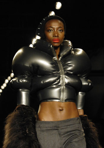 LFW: Monday's shows: A model wears a jacket by Giles