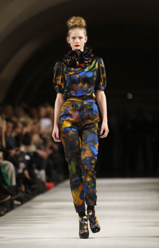 LFW: Monday's shows: A model wears a jumpsuit by Erdem