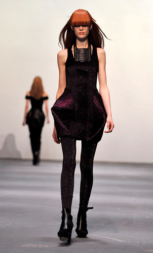 LFW: Monday's shows: A model wears Louise Goldin