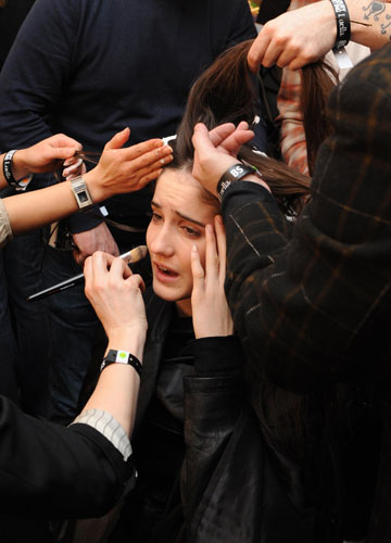 LFW: Monday's shows: A model backstage at Luella 