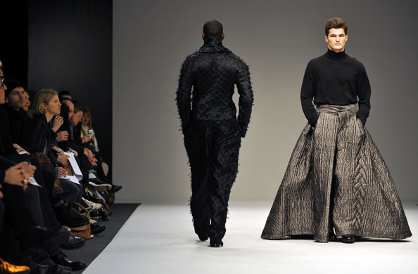 LFW: menswear: A model wears MAN 