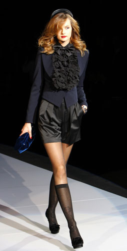 MFW: Friday: A model wears Emporio Armani