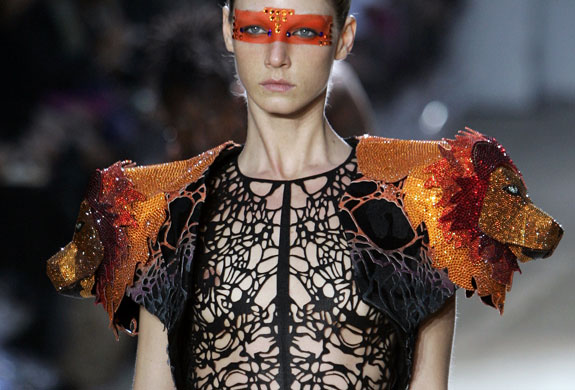 Paris FW: Monday: A model wears Manish Arora