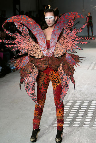 Paris FW: Monday: a model wears Manish Arora