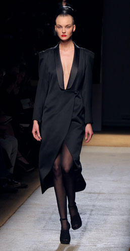 Paris FW: Monday: A model wears Yves Saint Laurent