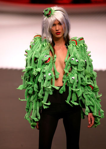 Paris FW: Tuesdays shows: A model wears Jean-Charles de Castelbajac