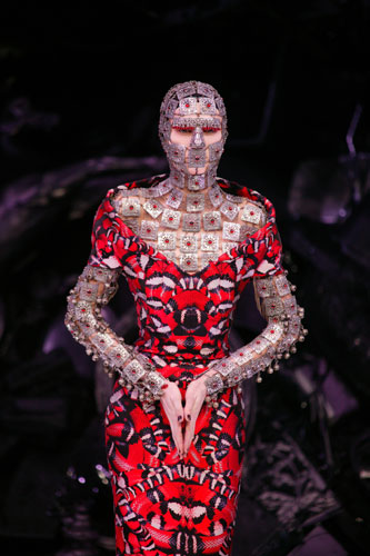 Paris FW: Tuesdays shows: A model wears Alexander McQueen