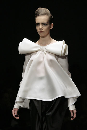 MFW: weekend roundup: A model wears Gianfranco Ferre