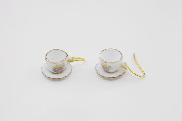 Jewellery: A pair of teacup earrings