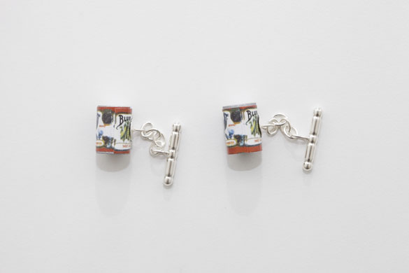 Jewellery: A pair of tin can cufflinks