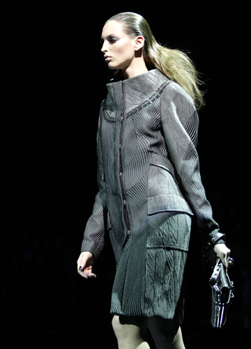 Milan Fashion Week: Model wearing Versace