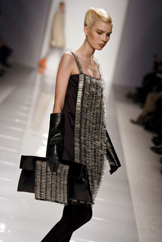 MFW: Tuesday: A model wears Mila Schon 