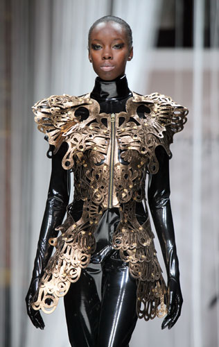 Paris FW Thursday: A model wears Lie Sang Bong