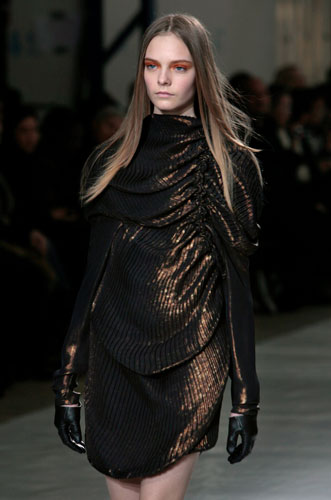 Paris FW Thursday: A model wears Sharon Wauchob