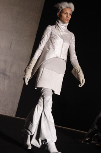 Paris FW Thursday: A model wears Rick Owens